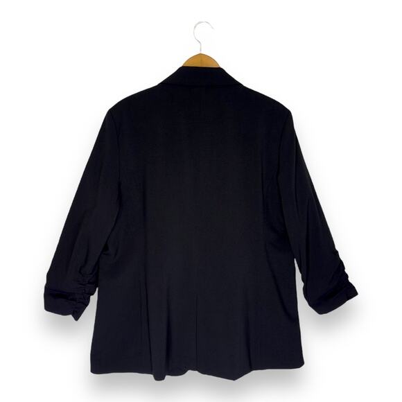 MICHAEL Michael Kors Women's Ruched Sleeve One Button Blazer 16 Black Plus Size - Picture 4 of 10